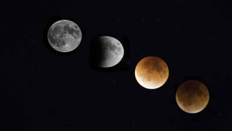 Here is a composite of images taken last night 9/27/2015 of the supermoon lunar eclipse and the stars.