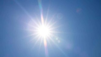 Full bright sun with blue sky
