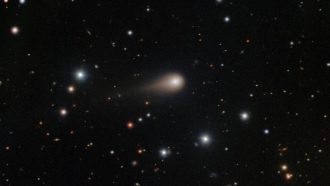 A deep image of interstellar Comet 3I/ATLAS captured by the Gemini Multi-Object Spectrograph (GMOS) on Gemini South at Cerro Pachón in Chile, one half of the International Gemini Observatory, partly funded by the U.S. National Science Foundation (NSF) and operated by NSF NOIRLab. The image shows the comet’s broad coma — a cloud of gas and dust that forms around the comet’s icy nucleus as it gets closer to the Sun — and a tail spanning about 1/120th of a degree in the sky (where one degree is about the width of a pinky finger on an outstretched arm) and pointing away from the Sun. 3I/ATLAS is only the third confirmed interstellar visitor to our Solar System. The exposures tracked the comet as it traveled across the sky, and the final image is composed to freeze the stars in place during the observation. Two small colored trails from unrelated asteroids with a different motion from that of the comet can also be seen. These observations of Comet 3I/ATLAS were conducted during a Shadow the Scientists program hosted by NSF NOIRLab. A full recording of the session can be found here.