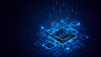 Microchip,Processor,Circuit,Board,Technology,On,Dark,Blue,Background.,Information