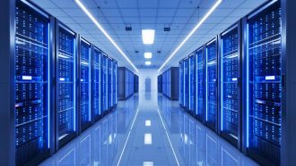 Server racks in modern server room data center. 3d illustration; Shutterstock ID 2530031367; purchase_order: -; job: -; client: -; other: -